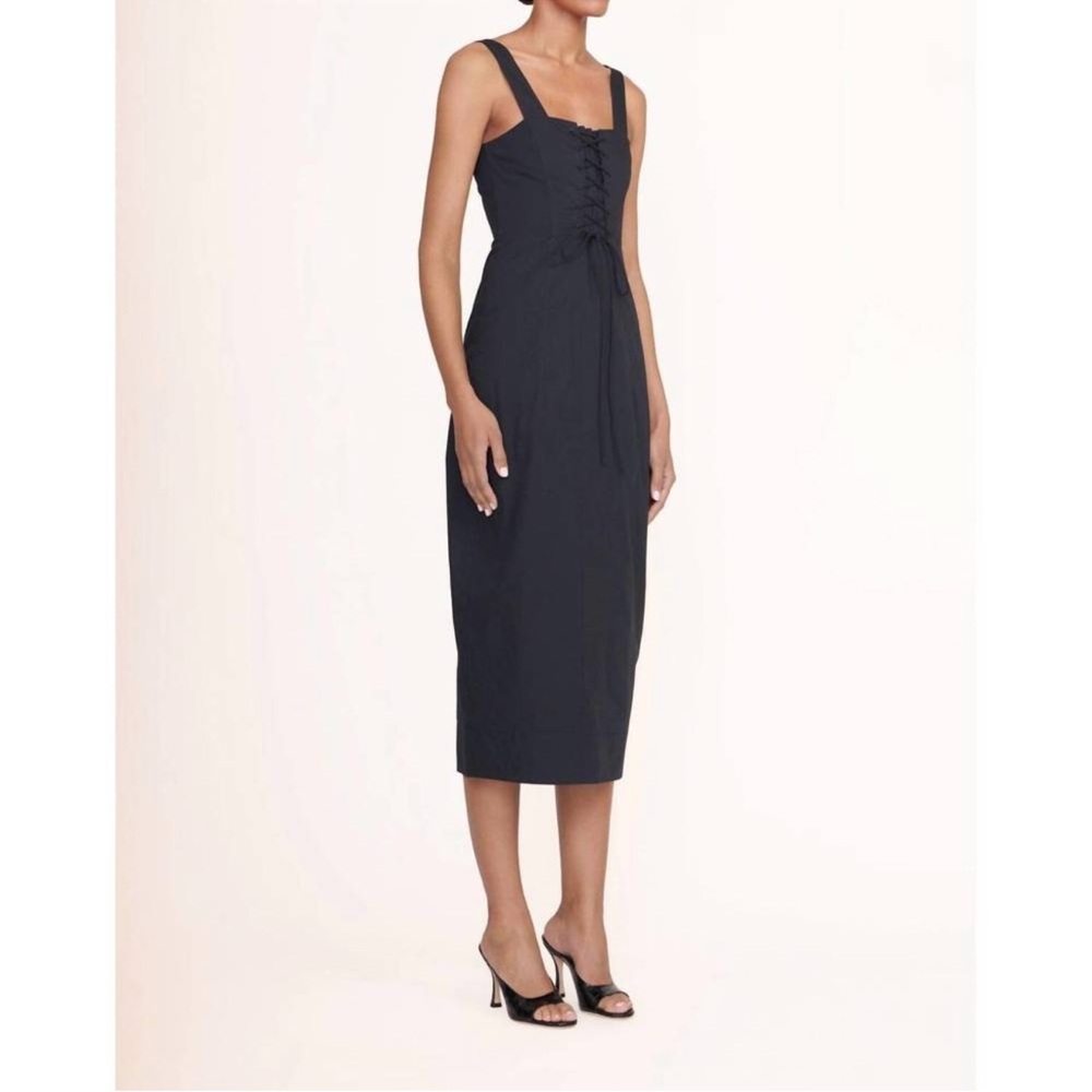 STAUD Sutton Lace Up Midi Dress, Size 2 $395